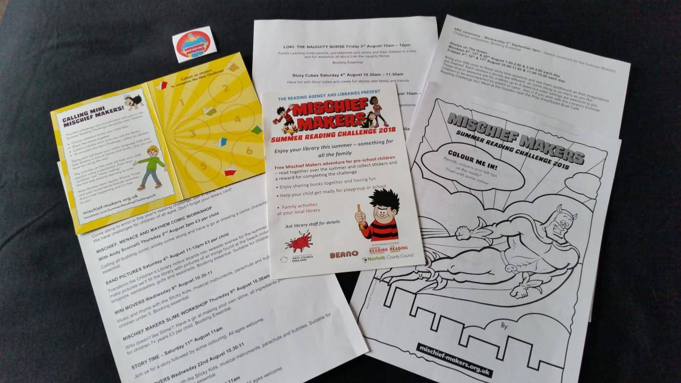 Reading materials and activities for the 2018 Summer Reading Challenge, themed Mischief Makers and produced in association with the Beano comic magazine